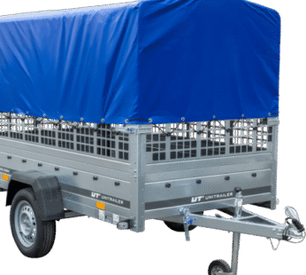 Plane-Anhänger Garden Trailer 230 KIPP mit Gitteraufsätzen, hoher Plane und Stützrad